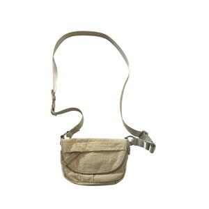Small Beige Crossbody Bag With Adjustable Strap & Zip Pocket
